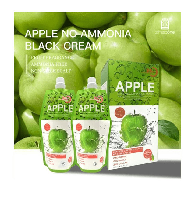  Apple Black Hair Dye Cream- Fast and healthy Dyeing 20 minutes Non-stick Scalp Fruit Fragrance 96 Hours 500x2ml.NO TOWEL NO SCALP NO COLLAR.