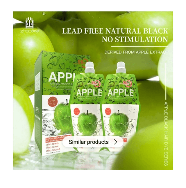  Apple Black Hair Dye Cream- Fast and healthy Dyeing 20 minutes Non-stick Scalp Fruit Fragrance 96 Hours 500x2ml.NO TOWEL NO SCALP NO COLLAR.