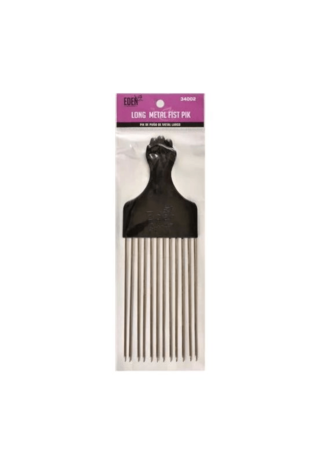 Long Metal Fist Afro Comb - Black