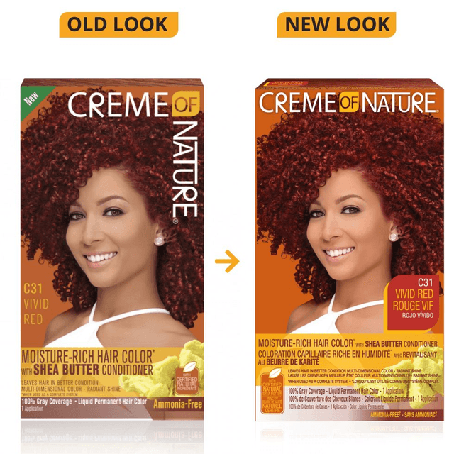 Creme of Nature Certified Natural Ingredients Moisture-Rich Hair Color* with Shea Butter Conditioner C31 Vivid Red