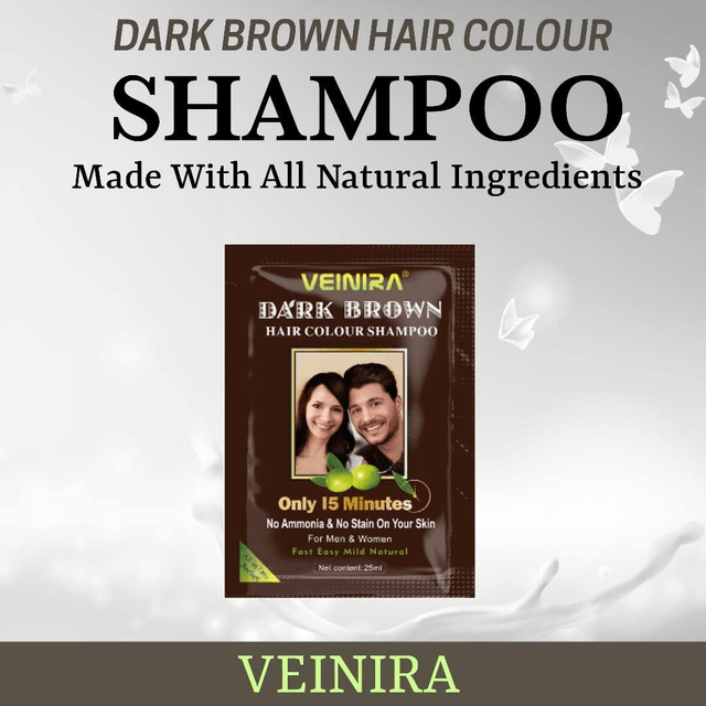 VEINIRA: Herbal Quick Hair Colour Shampoo, Instant Dye for Men And Woman. Just Natural Ingredients, No Ammonia, No Stain On Skin. Fast & Easy Sachet
