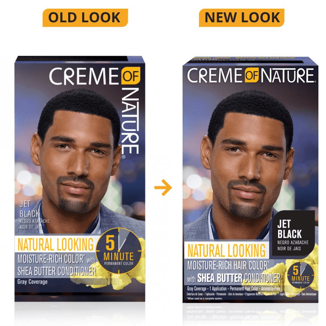Creme of Nature Hair Color for Men Natural Looking Moisture-Rich* Liquid Hair Color with Shea Butter Conditioner Jet Black