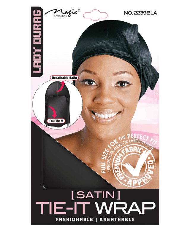 Magic Collection satin tie-it wrap black