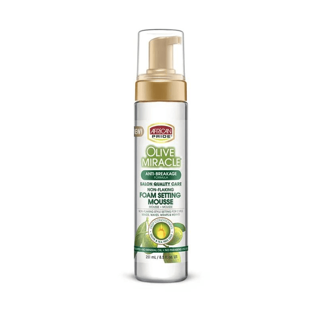 African Pride Olive Miracle Anti-breakage Formula Foam Setting Mouse 8.5 fl Oz 