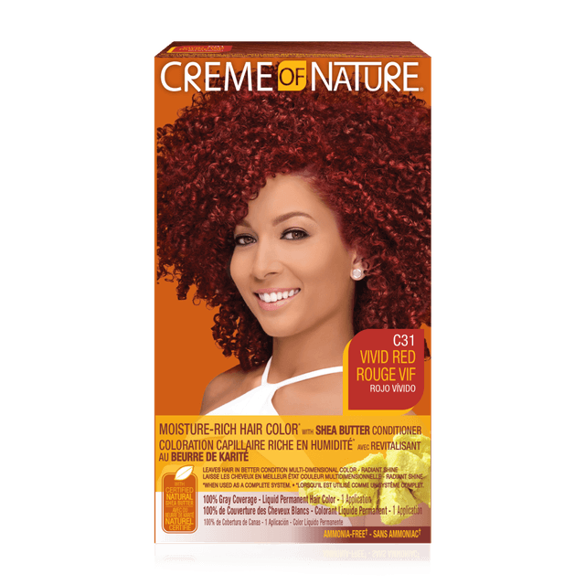 Creme of Nature Certified Natural Ingredients Moisture-Rich Hair Color* with Shea Butter Conditioner C31 Vivid Red