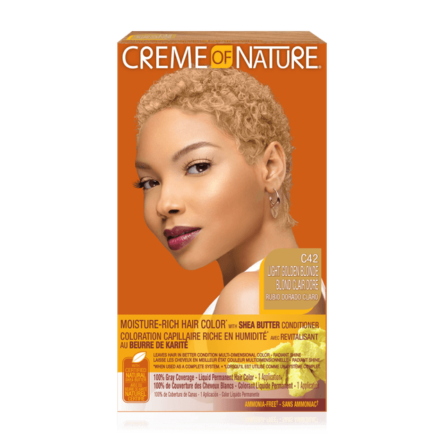 Creme of Nature Certified Natural Ingredients Moisture-Rich Hair Color* with Shea Butter Conditioner C42 Light Golden Blonde