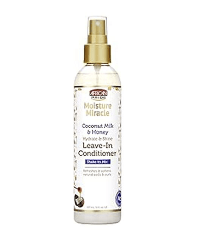 African Pride Moisture Miracle Coconut Milk &amp; Honey Leave-In Conditioner - Refreshes &amp; Softens Natural Coils &amp; Curls, Hydrates &amp; Shines Hair, 8 oz
