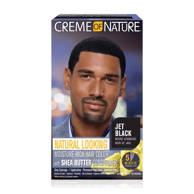 Creme of Nature Hair Color for Men Natural Looking Moisture-Rich* Liquid Hair Color with Shea Butter Conditioner Jet Black