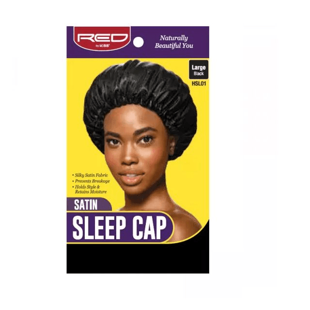 Satin Sleep Cap - Black Large